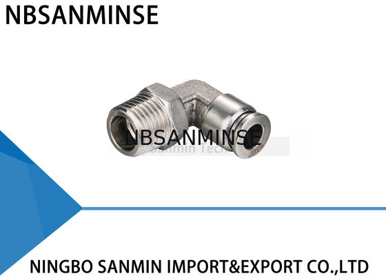 De pneumatische Mannelijke Elleboog NBSANMINSE SSPL M5 M6 van de Luchtmontage 1/8 1/4 3/8 1/2 SS316L-Luchtcomponenten